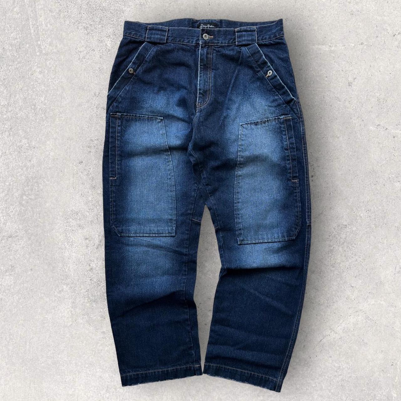 Double Cargo Utility Jeans - Dark Blue