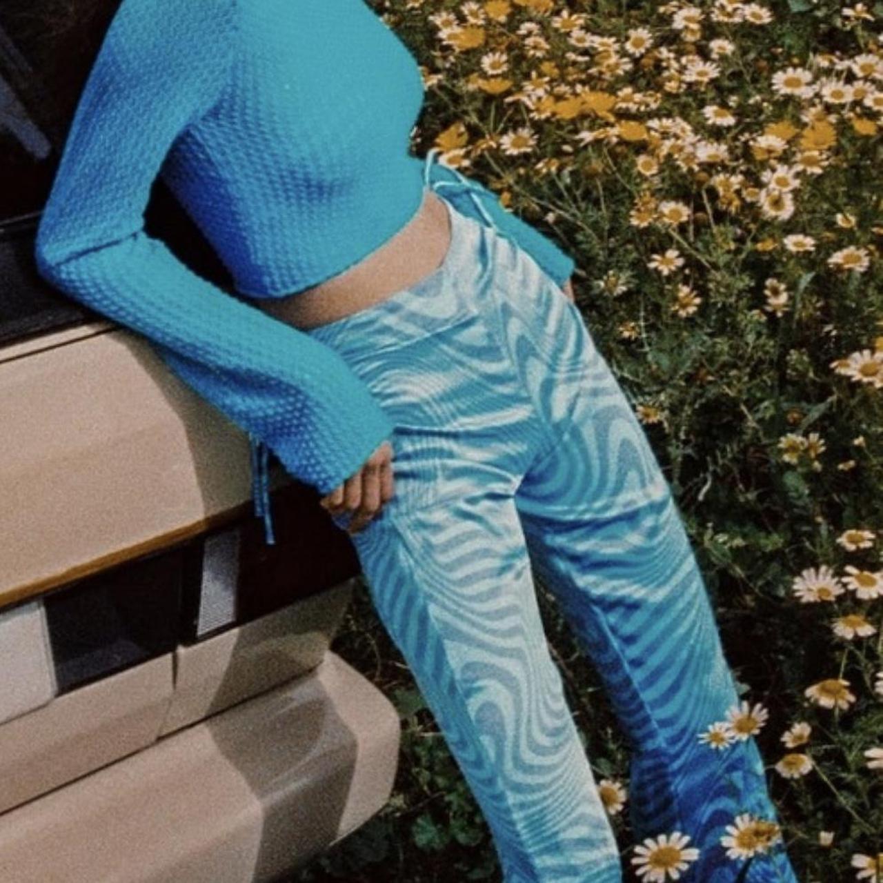 groovy satin pants super cute blue indigo shades