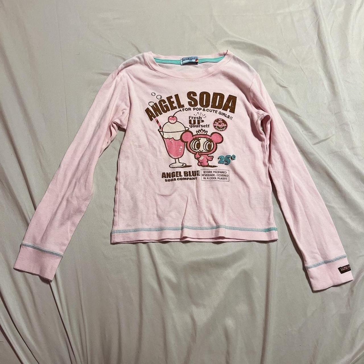 Angel blue Japanese youth brand pink long sleeve... - Depop