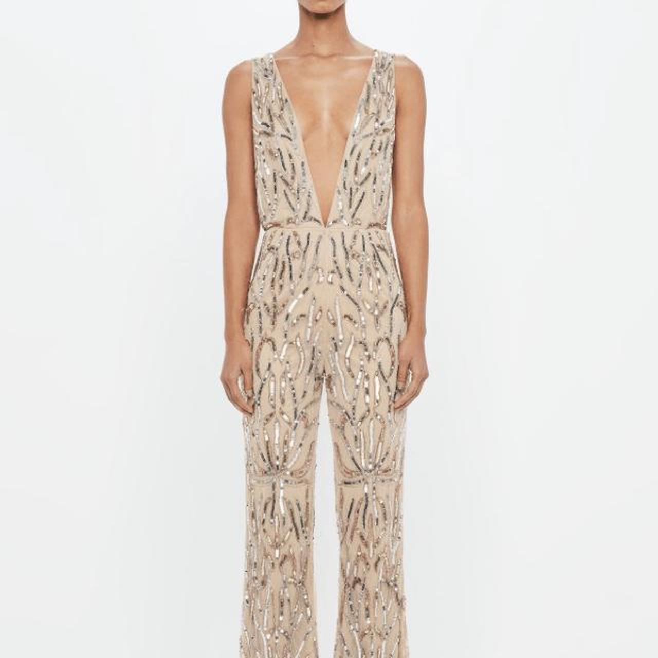 Missguided sequin gold peace and love jumpsuit sold