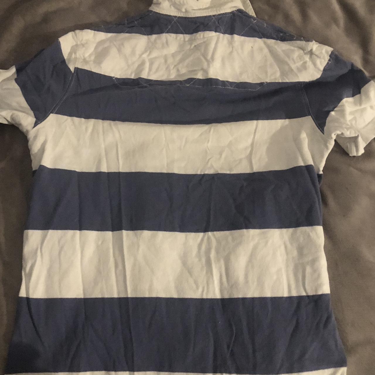 White and blue striped Ralph Lauren polo never... - Depop