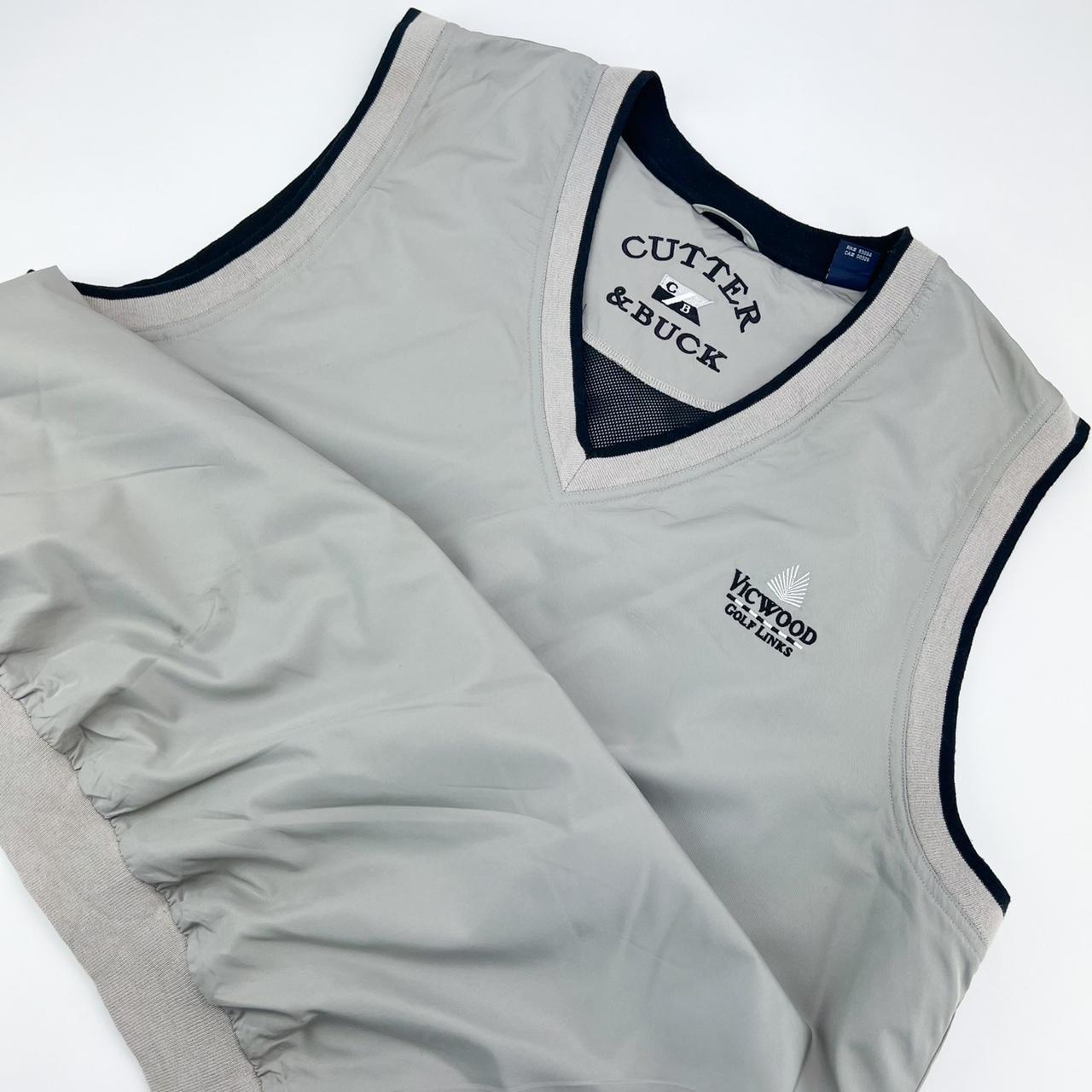 Cutter & Buck Men's Cream and Black Gilet Depop