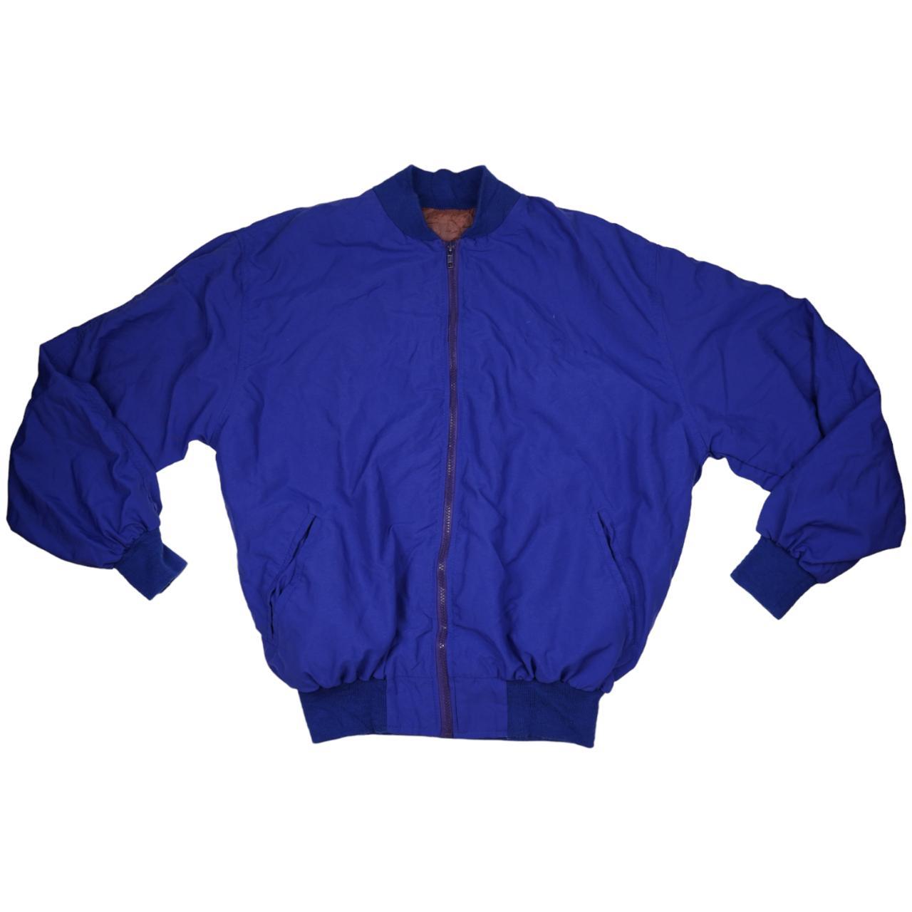 Vintage Zip Up Bomber JAcket Blue color with elastic... - Depop