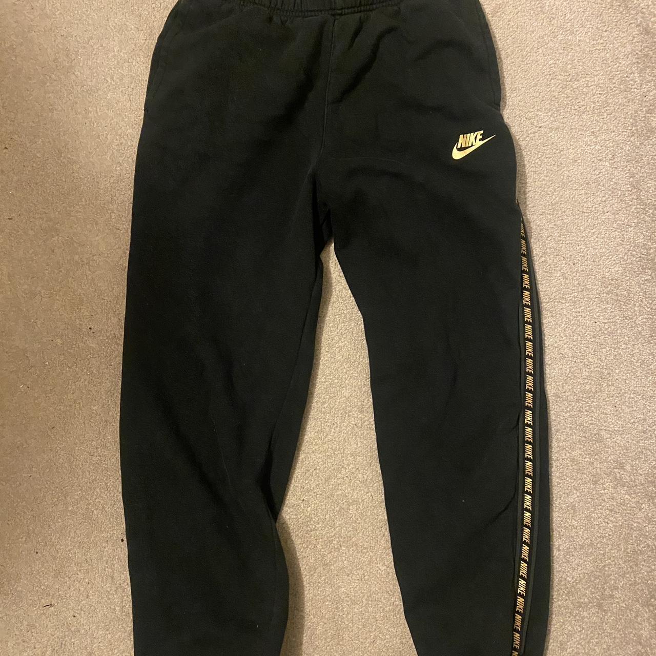 Nike black joggers with gold logo and details Kids XL