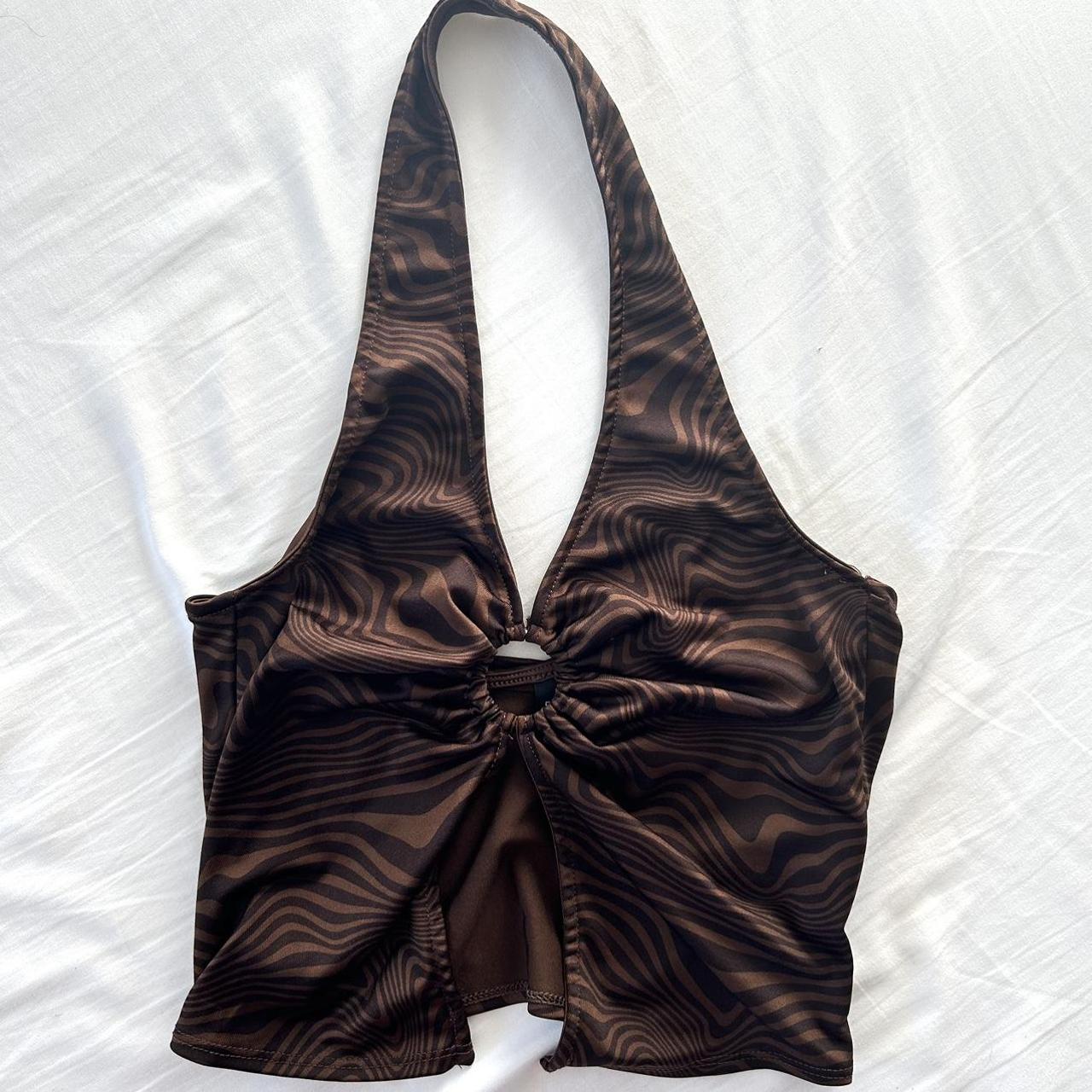 h&m brown halter neck top - Depop