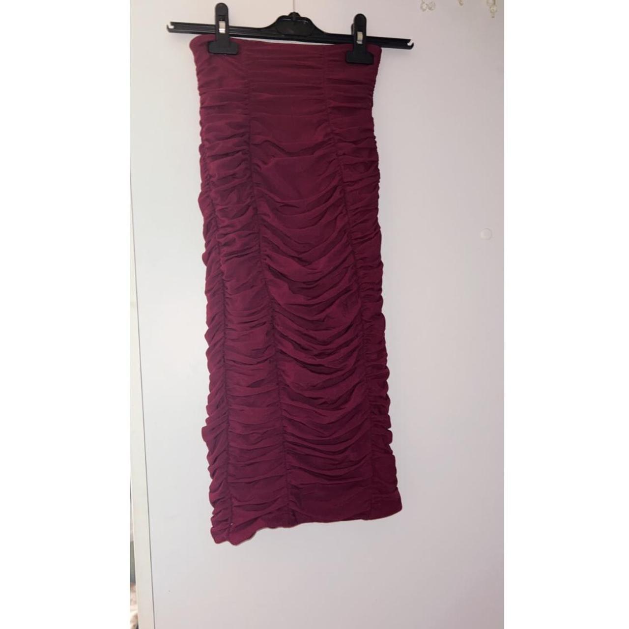 Burgundy Ruched Oh Polly Skirt New With Tags.... - Depop