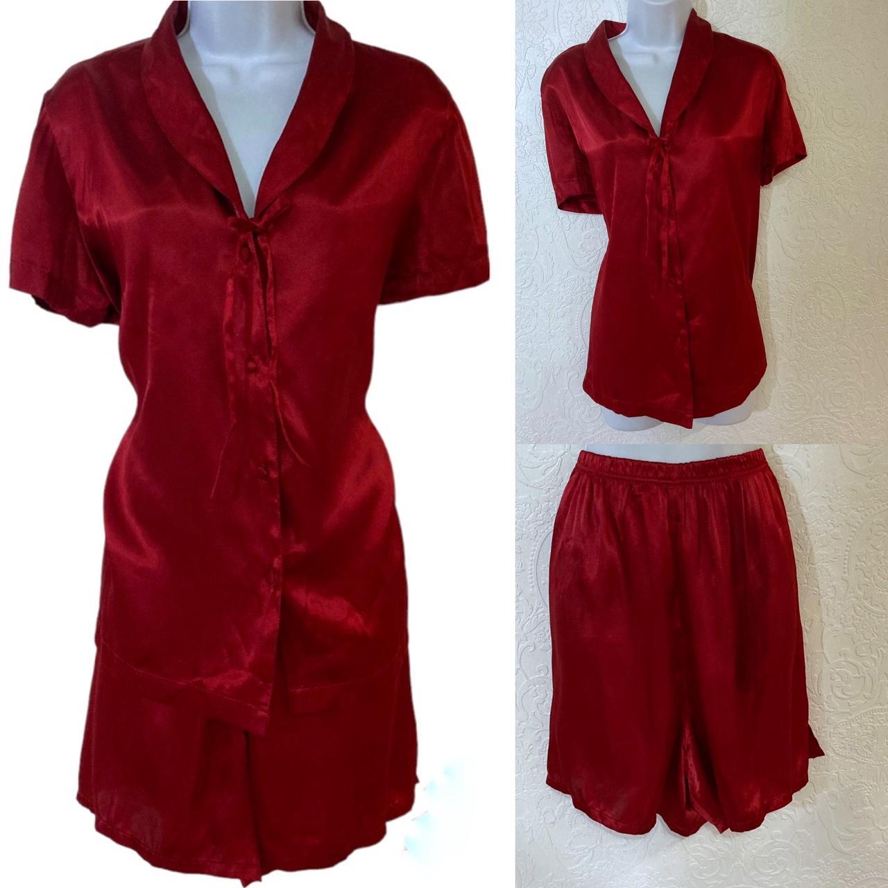 Jaclyn Smith Red Satin Pajama Set Vintage Size