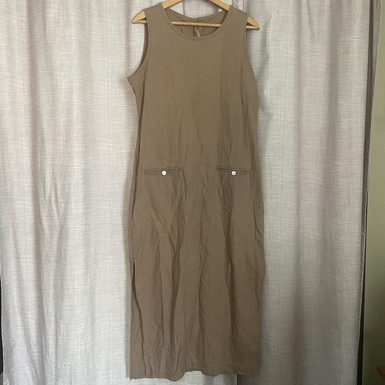 Perfect minimal Cotton/linen dress, Light brown