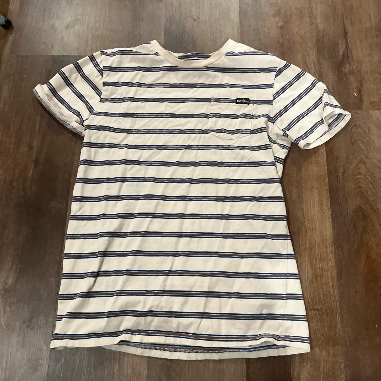 Men's Cream and Blue T-shirt | Depop