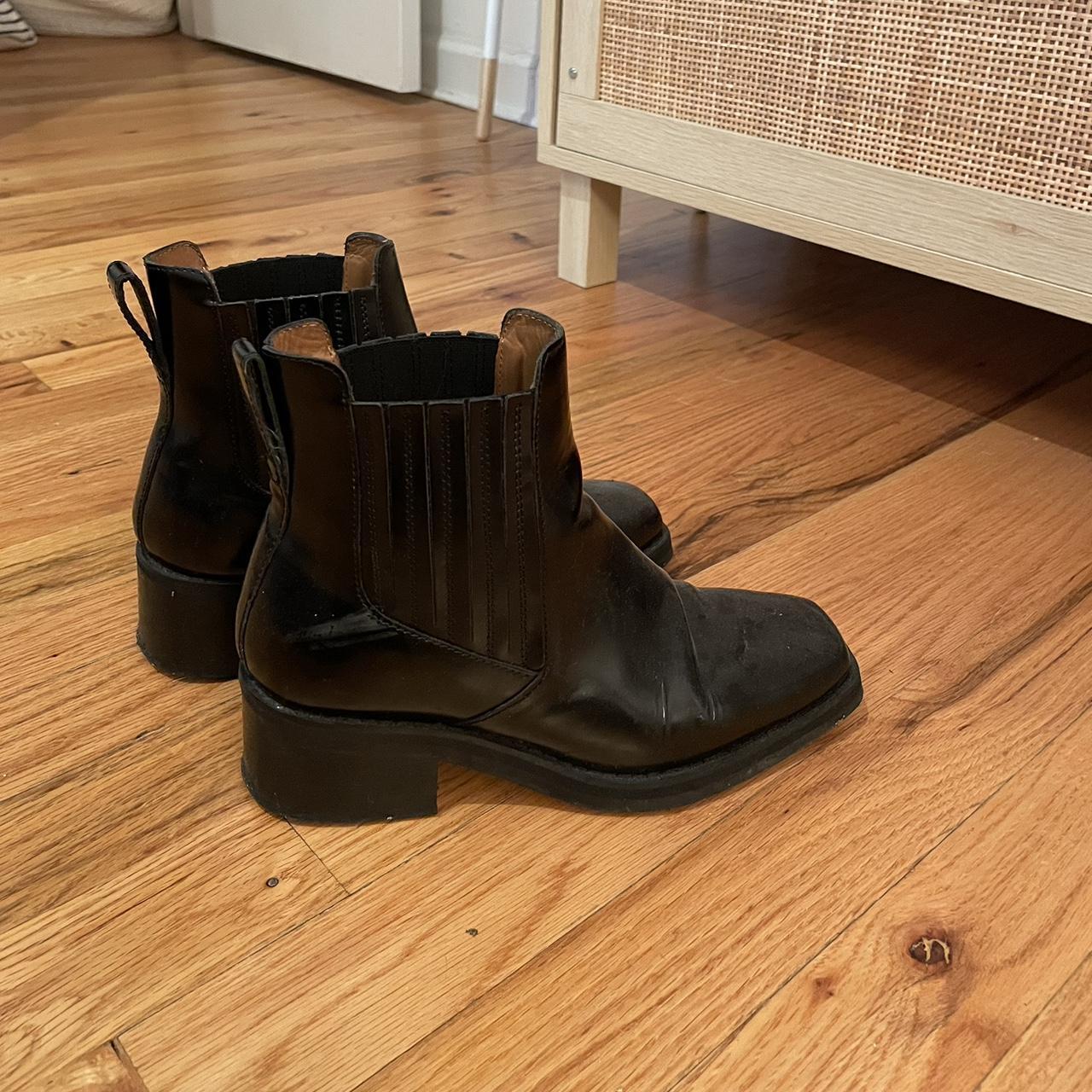 & Other Stories Square Toed Leather Boot - Depop