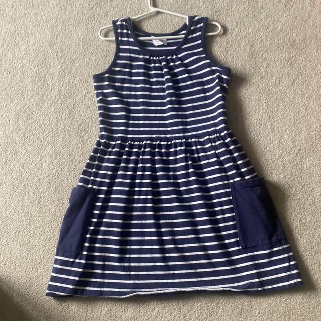 Hanna Andersson Navy and White Dress | Depop