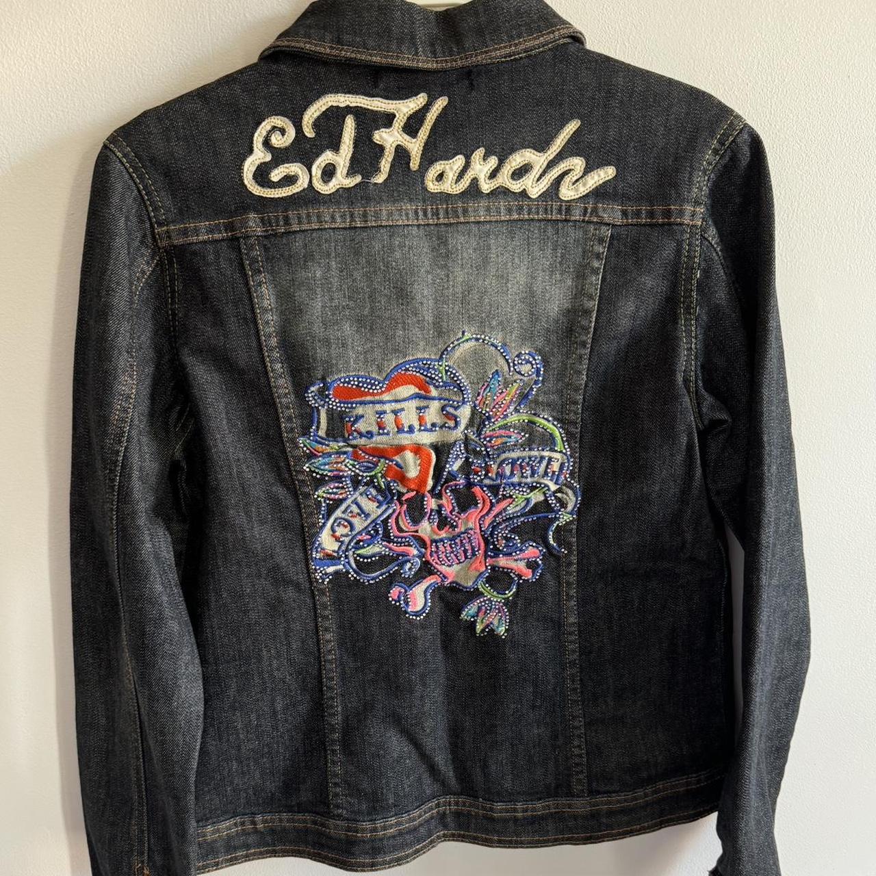 Ed deals Hardy rhinestone leather jacket