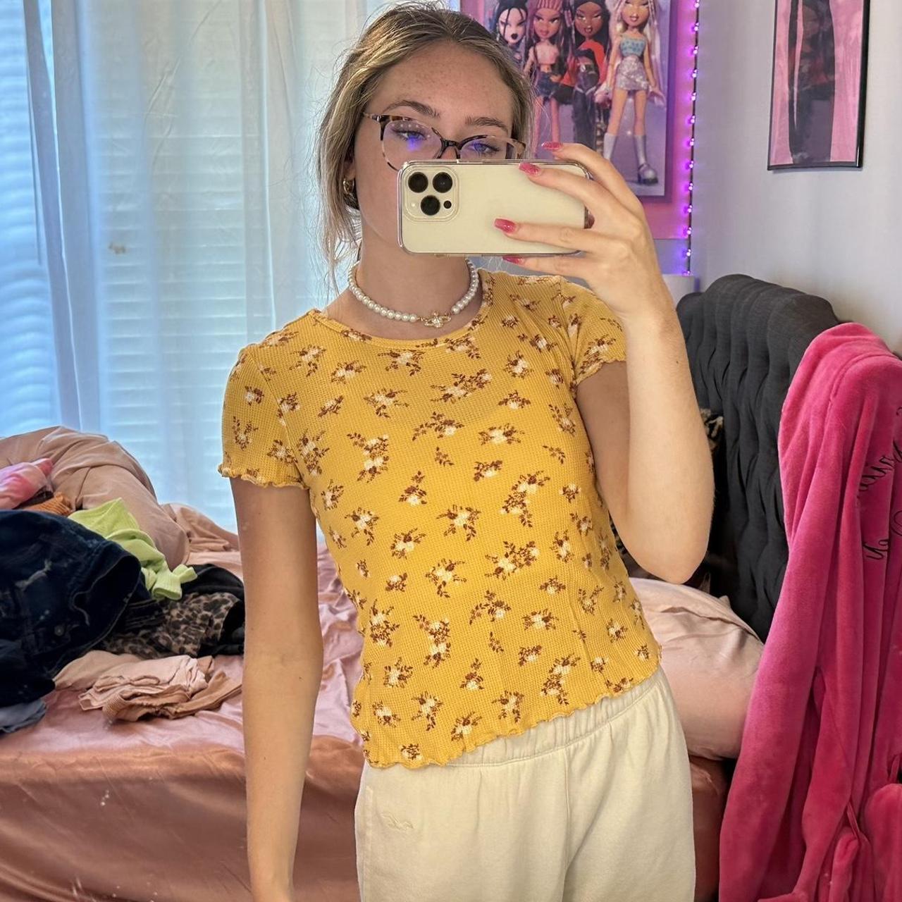 Yellow best sale flowy shirt