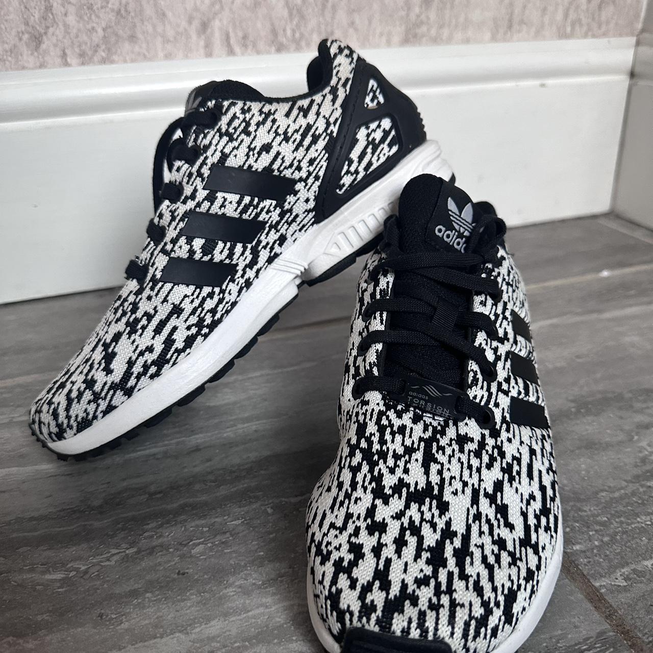 Adidas ZX Flux black and white trainers Depop