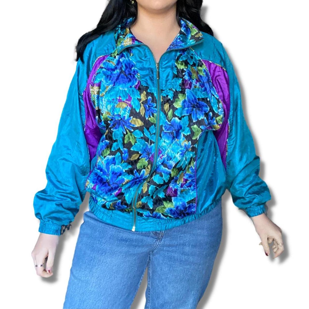 Vintage 80s multicolor floral nylon windbreaker