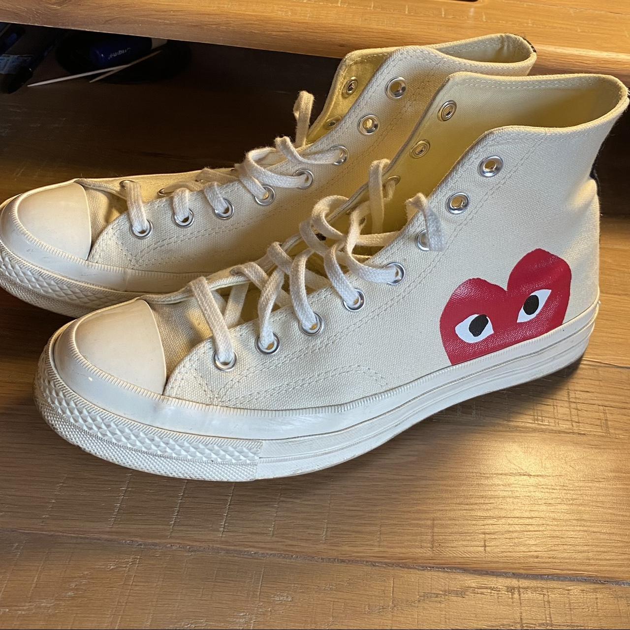 Converse Men's White and Red Trainers | Depop