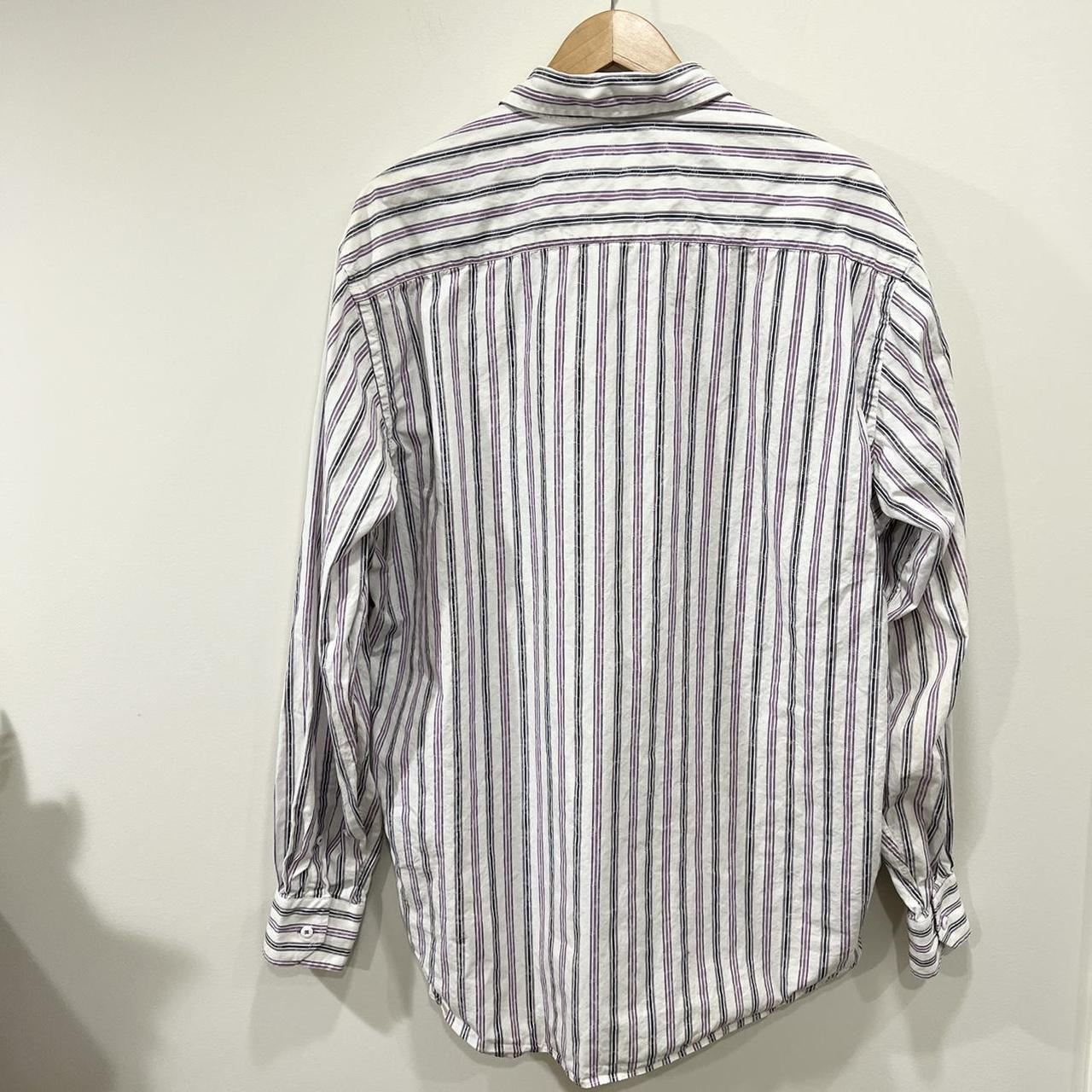 Bugatchi Men's White and Purple Shirt (2)