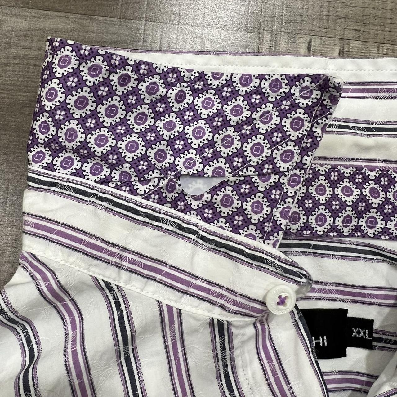 Bugatchi Men's White and Purple Shirt (3)