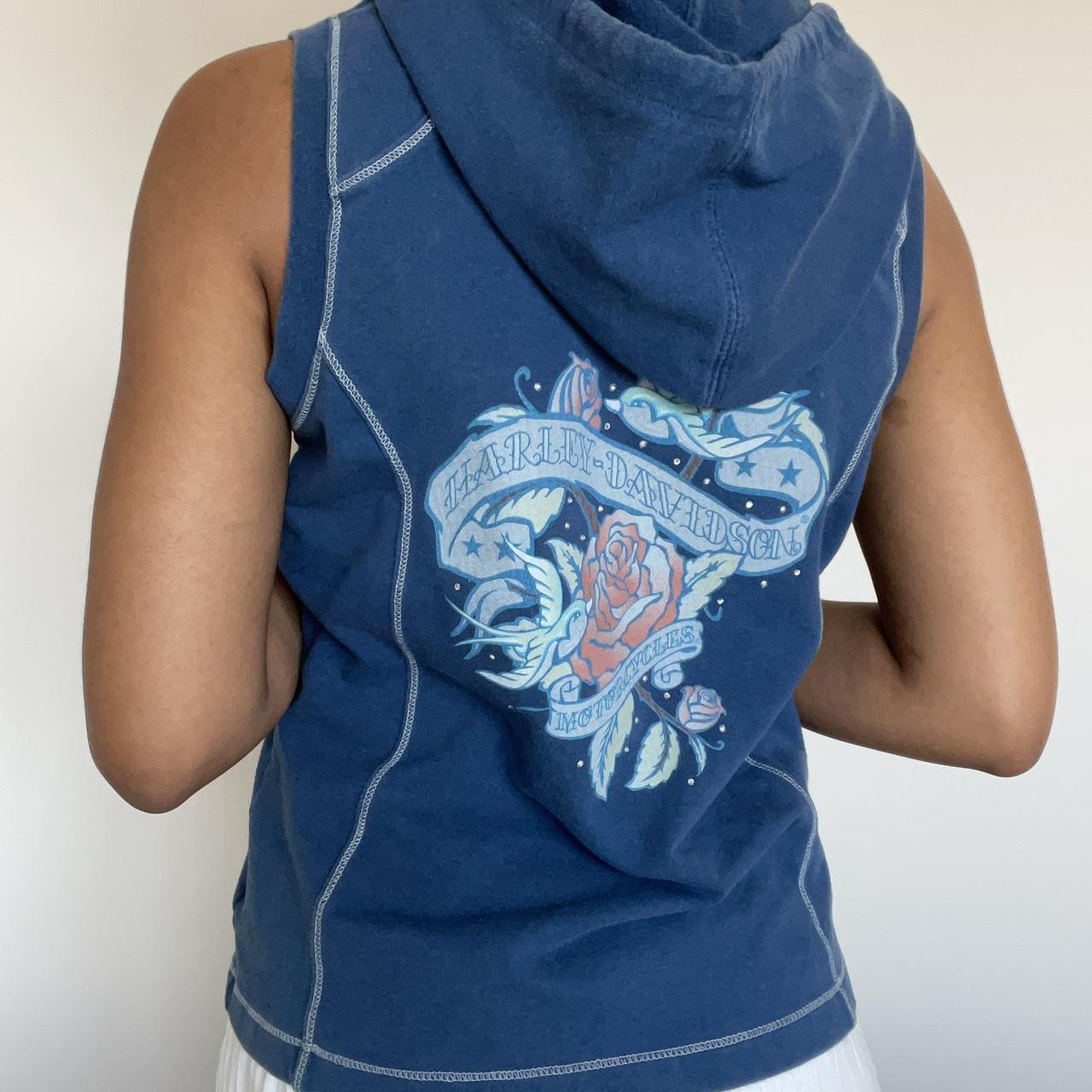 Harley Davidson Sleeveless Zip Up Hoodie Heart... Depop