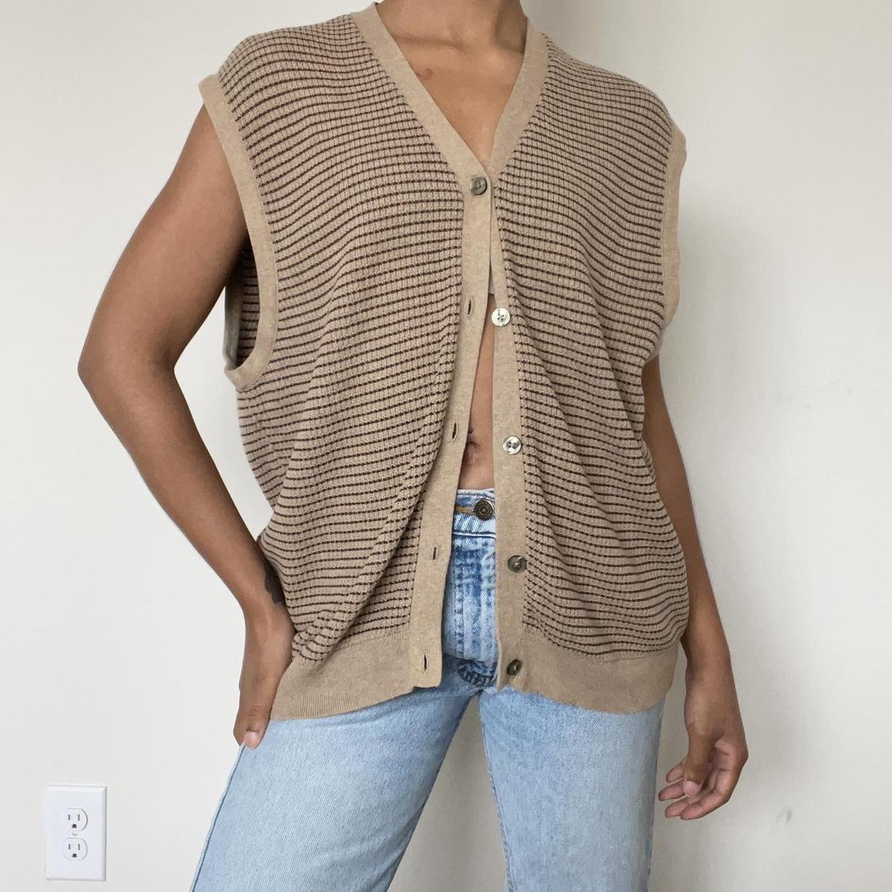 Vintage Striped Sweater Vest Size Large Modeled on... - Depop