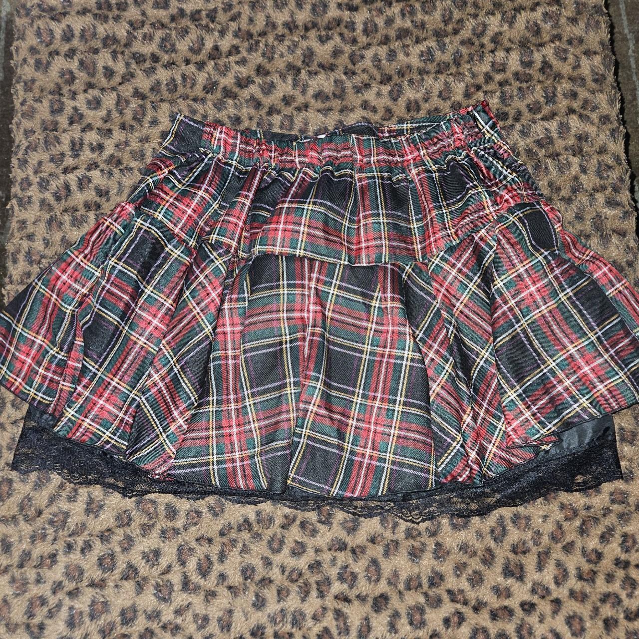 Plaid Skirt with Lace Underskirt Fits like an XL. Depop