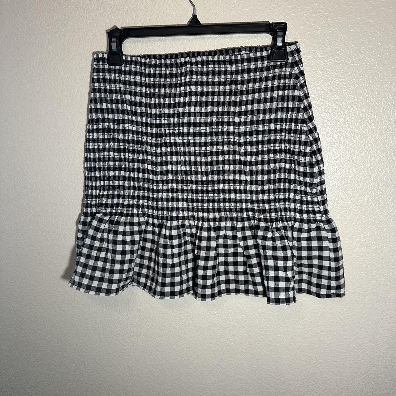 Gingham print Rib ruffle skirt Gingham Skirt. Depop