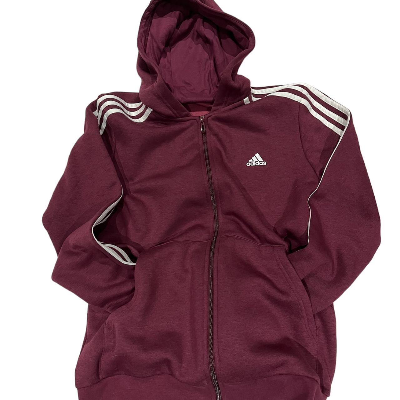 Burgundy adidas zip up hoodie hotsell