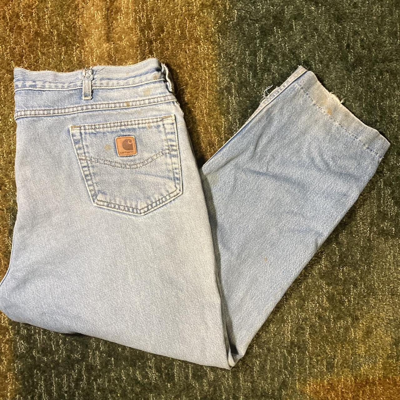 Vintage distressed Carhartt Jeans Size- 39x26 - Depop
