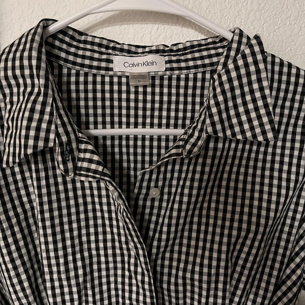 Calvin klein black on sale and white gingham dress