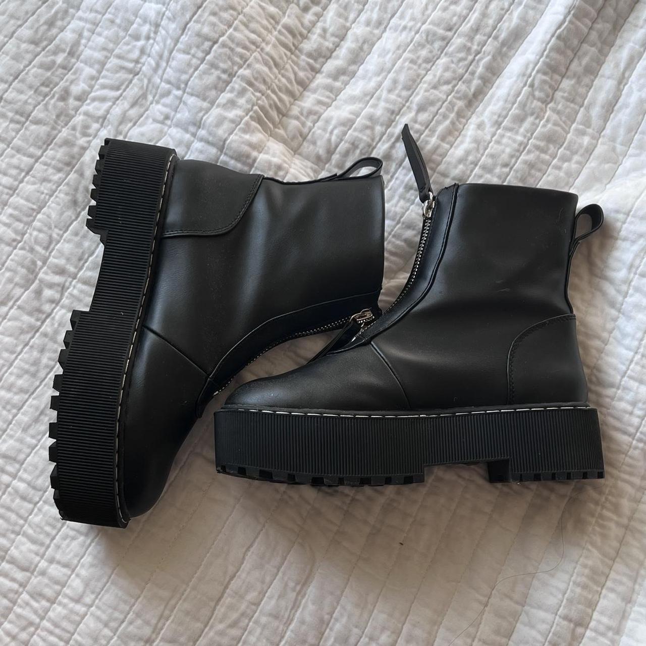 H&M water resistant ankle boots with front zipper... - Depop