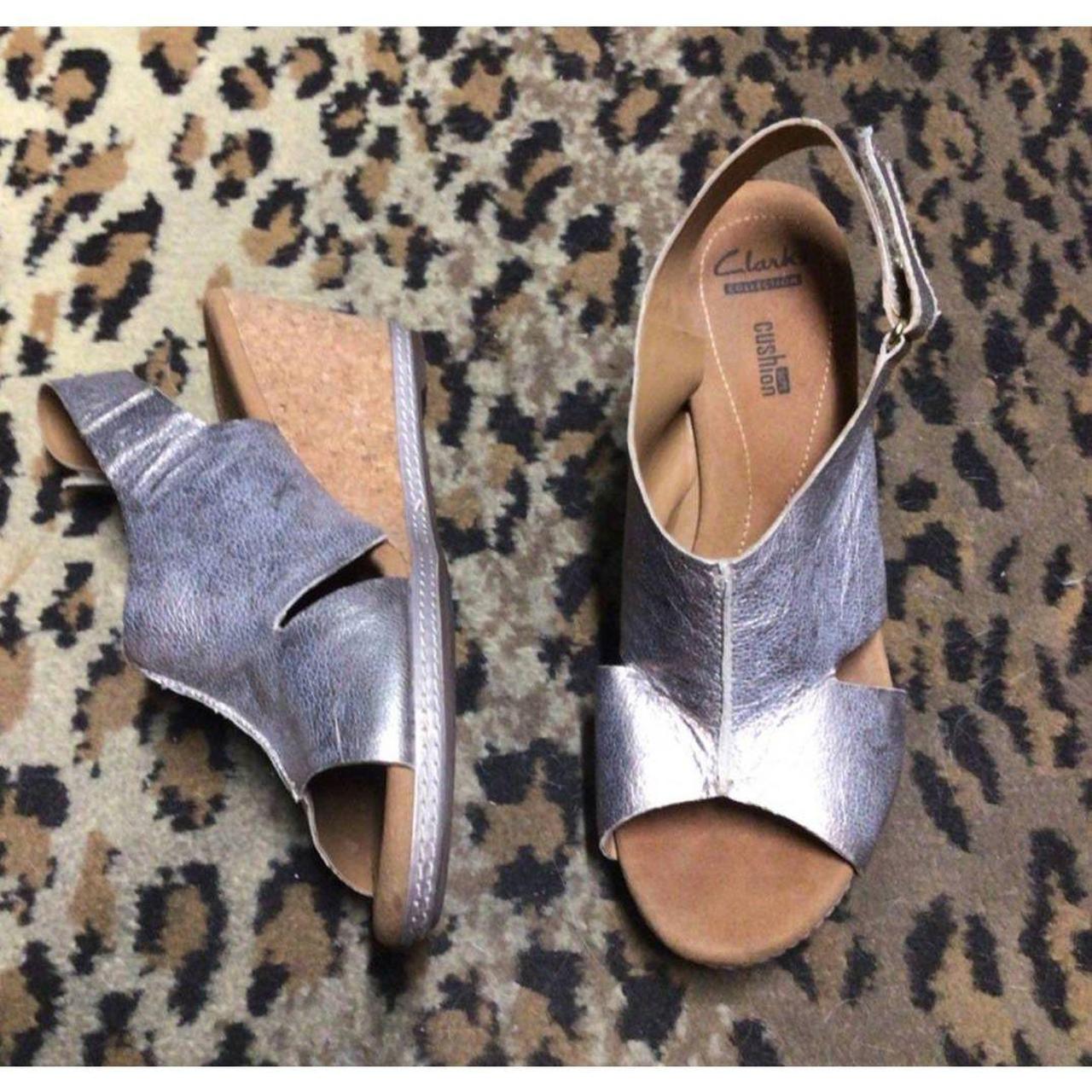 Clarks silver sale wedges