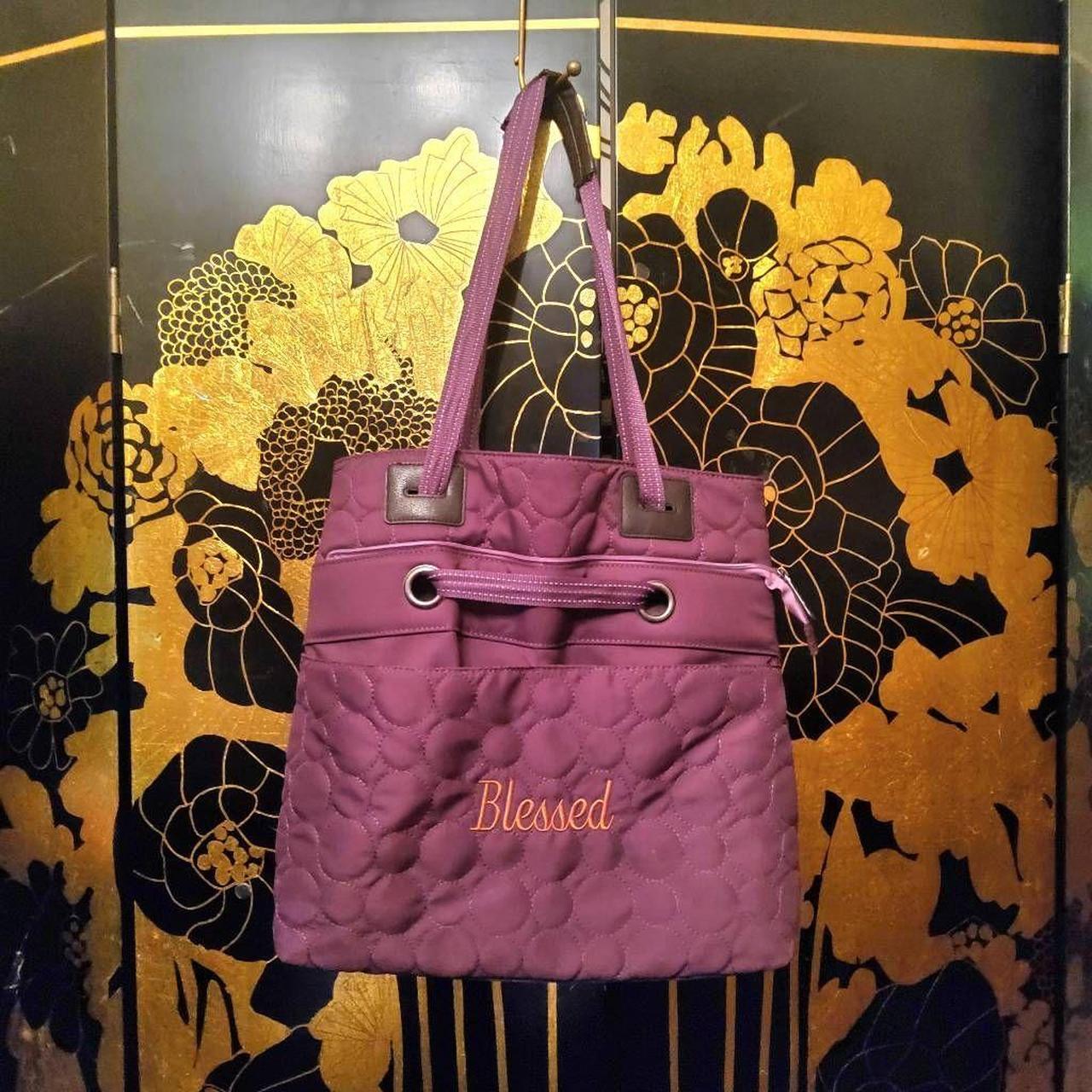 Blessed Bag Purse Tote Purple cloth bag with Blessed Depop