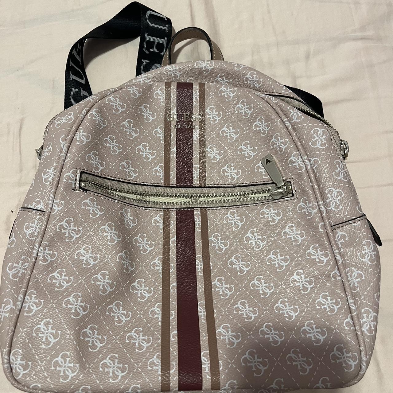 Pink Maroon Guess Logo Affair Travel Backpack Depop