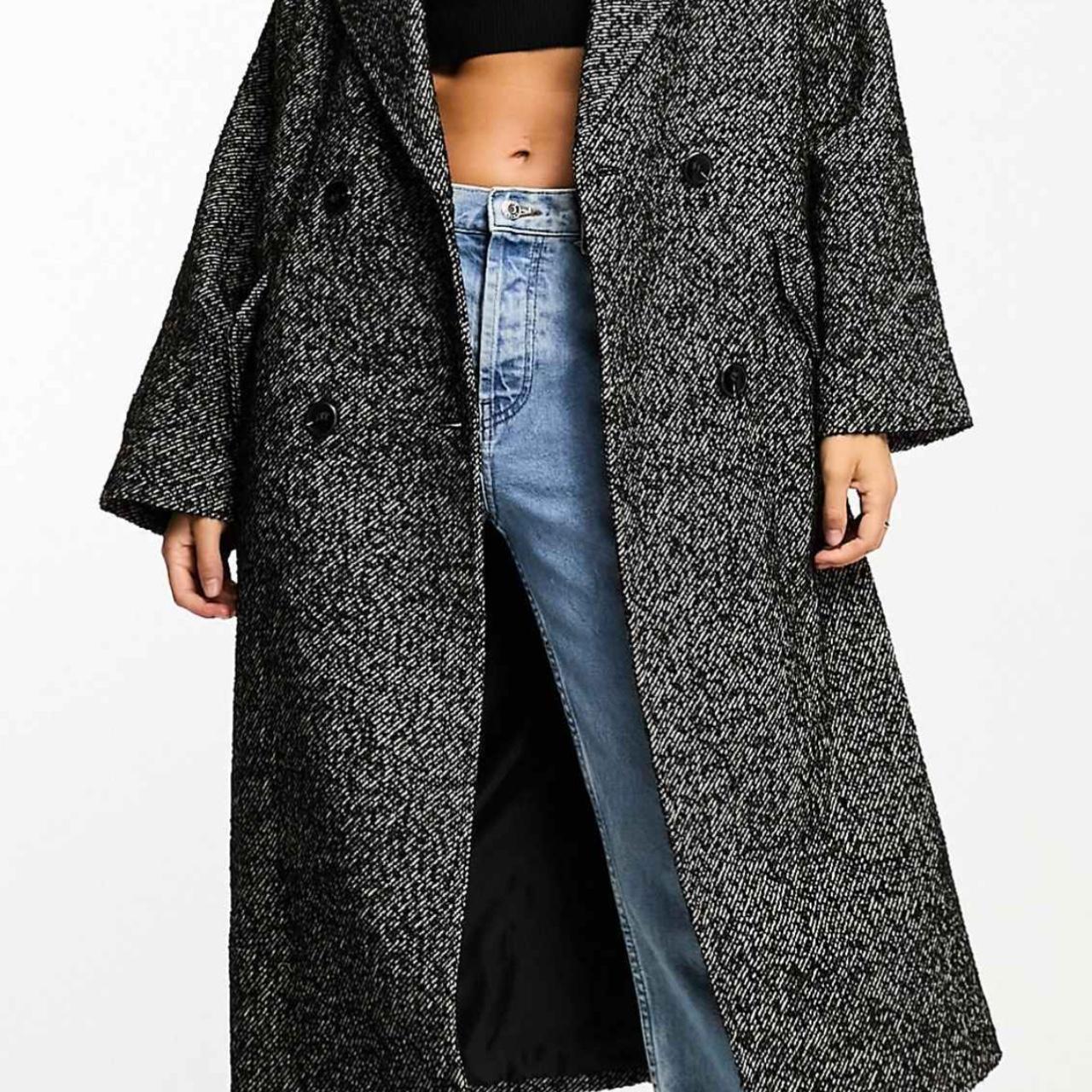 Oversized black herringbone coat from ASOS
