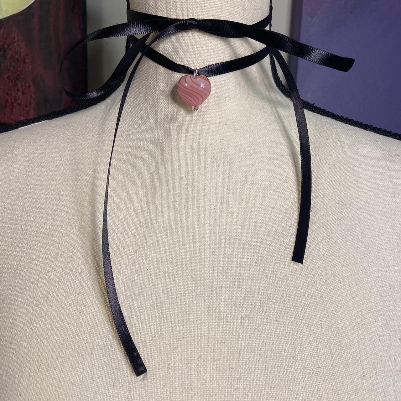 Glass Heart Choker Necklace