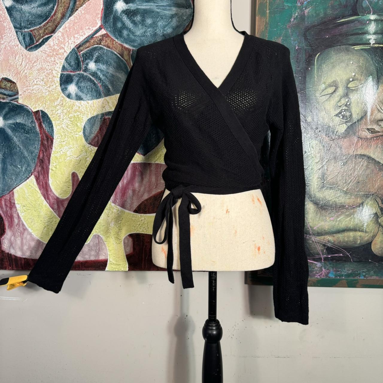 Rue 21 black knit long sleeve wrap cardigan top! In... Depop