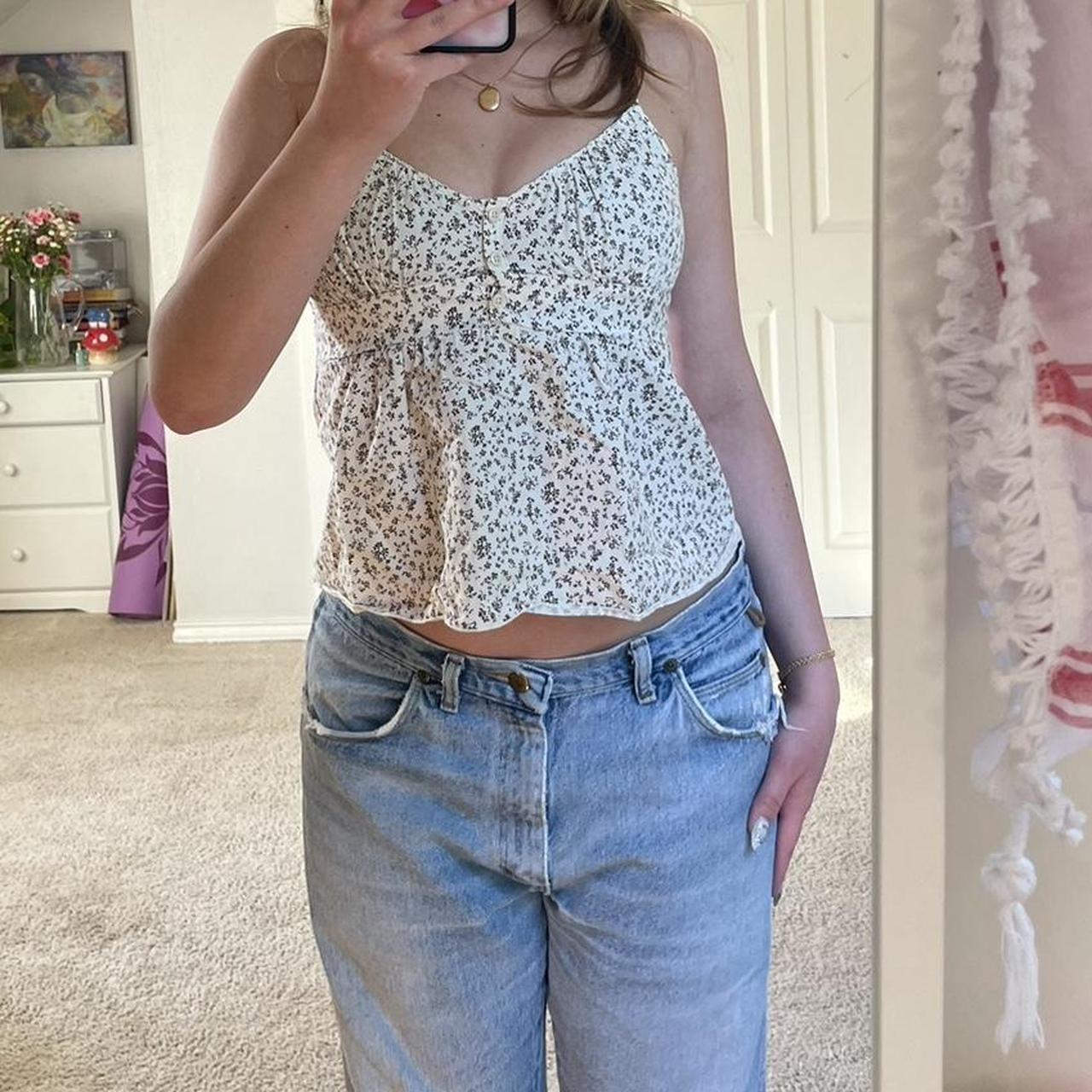 Brandy Melville Milkmaid Top Small Floral Details Depop