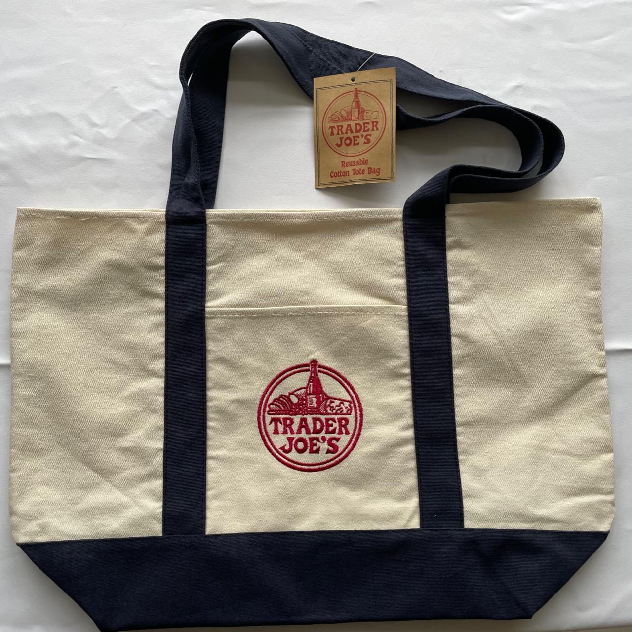 Trader Joe's heavy-duty cotton, canvas tote bag with... - Depop