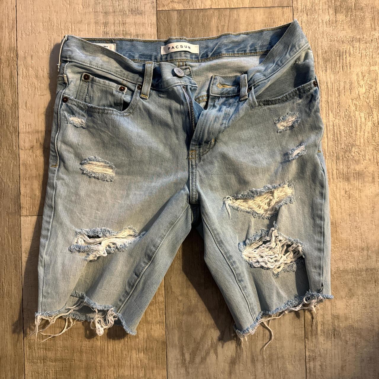 Pacsun skinny denim jean shorts size 28 - Depop