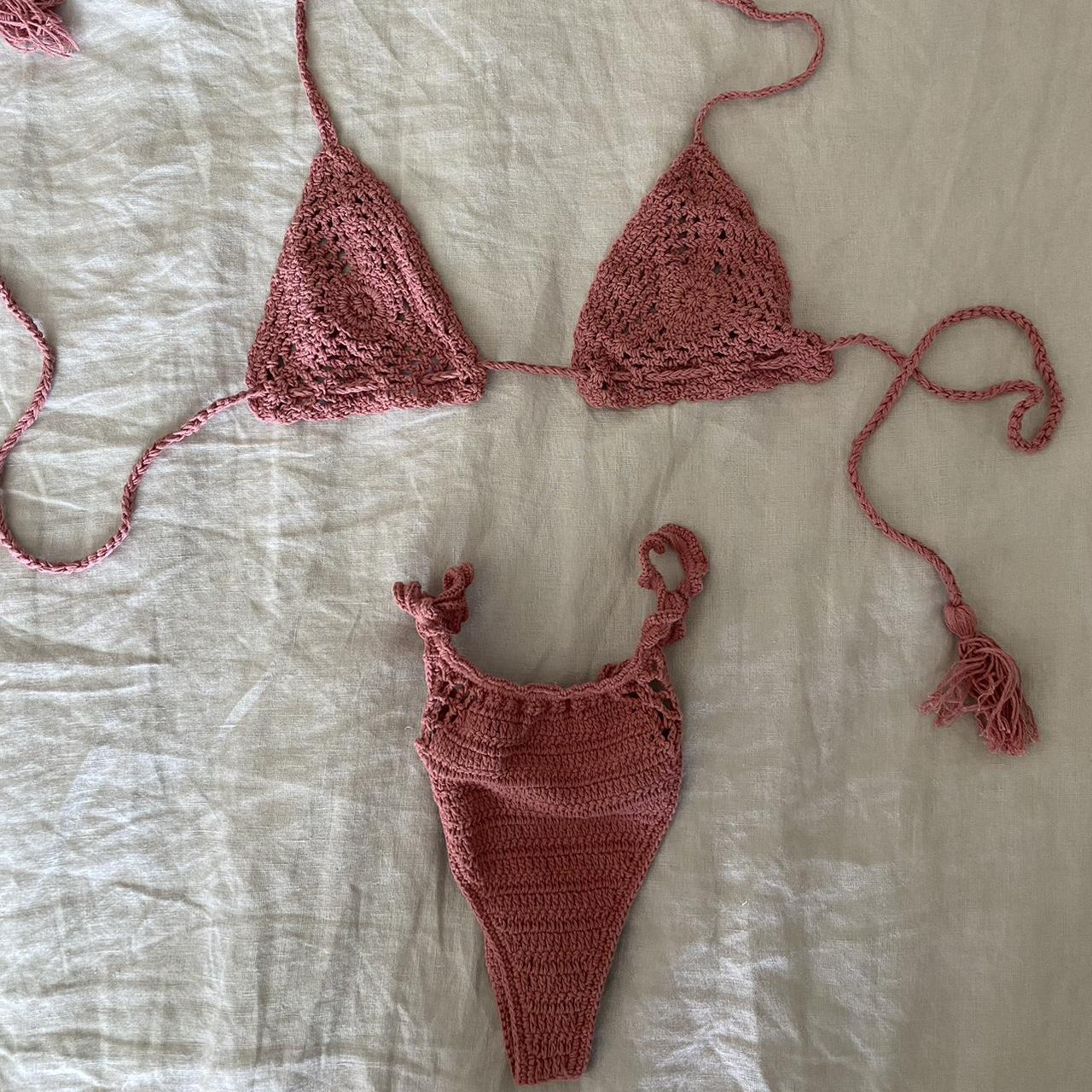 Akoia Swim Hand Crochet Bikini Never Worn Dusty Depop 