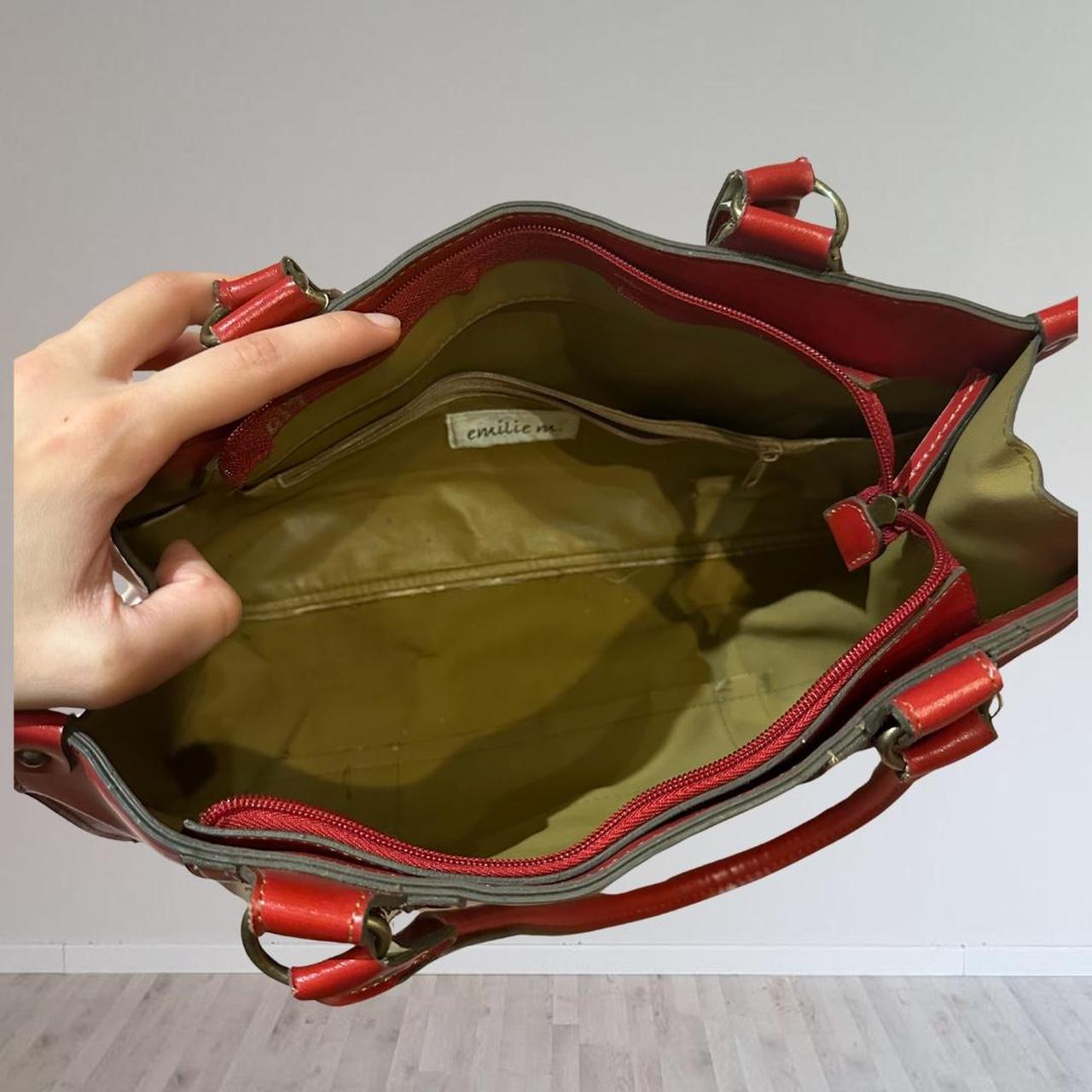 red leather shoulder purse brand is emilie m really... Depop