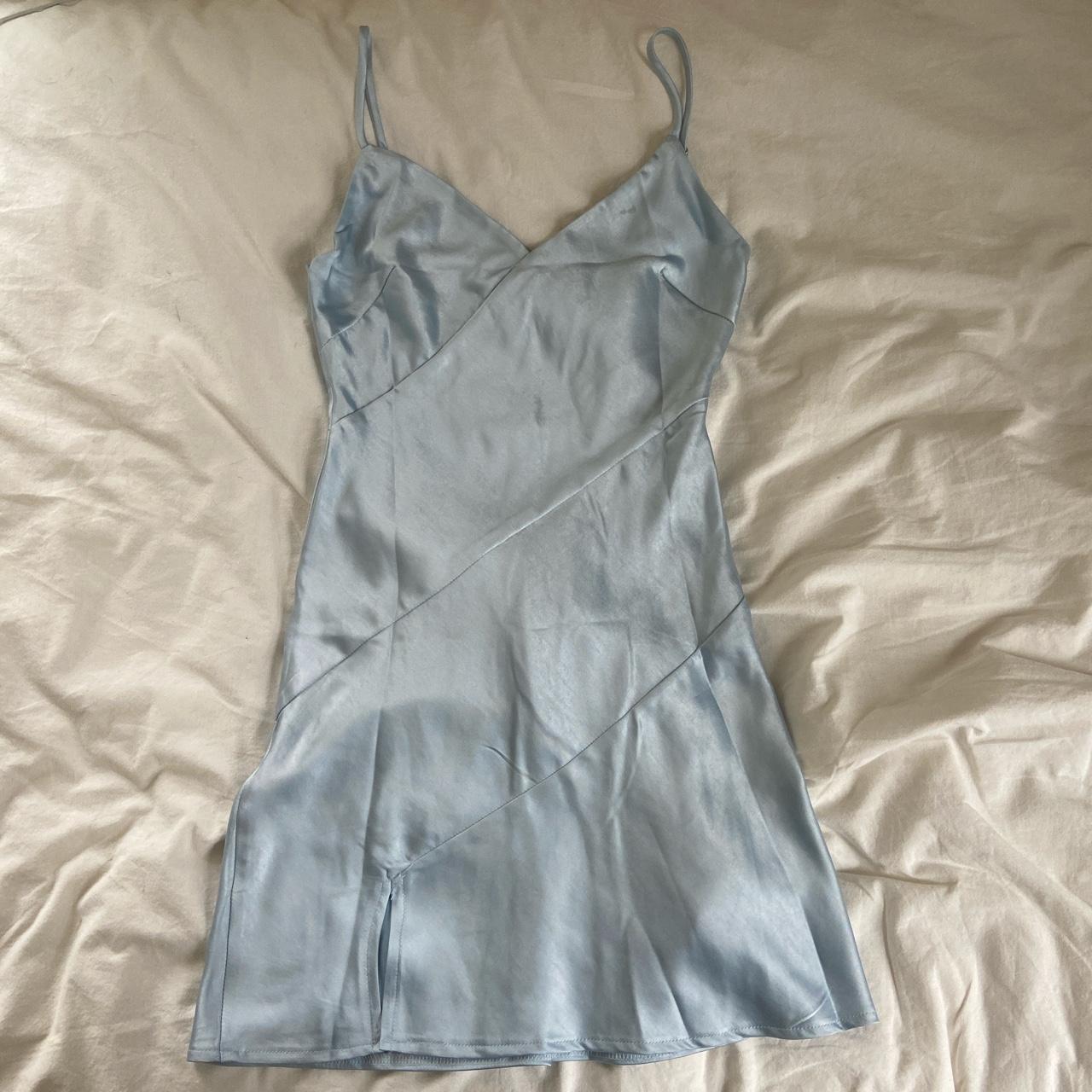 princess polly light blue satiny mini dress size 4,... Depop