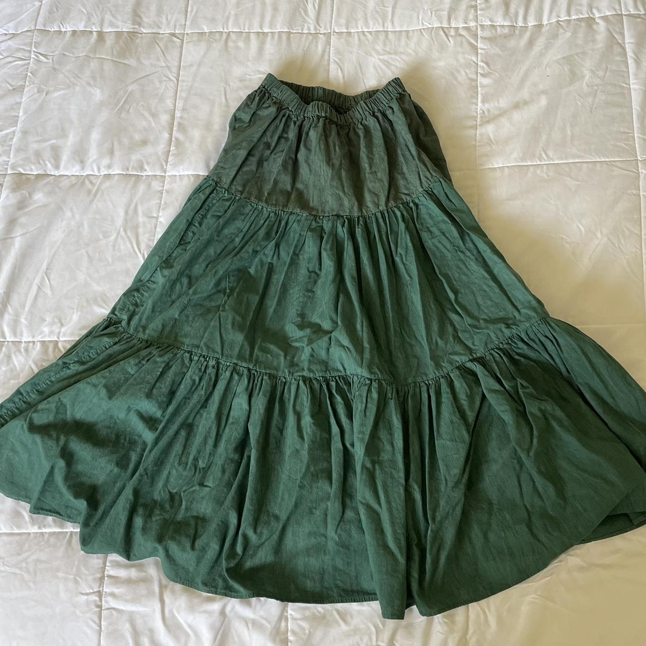 💚Green Tiered Maxi Skirt💚 Super cute and trendy... - Depop