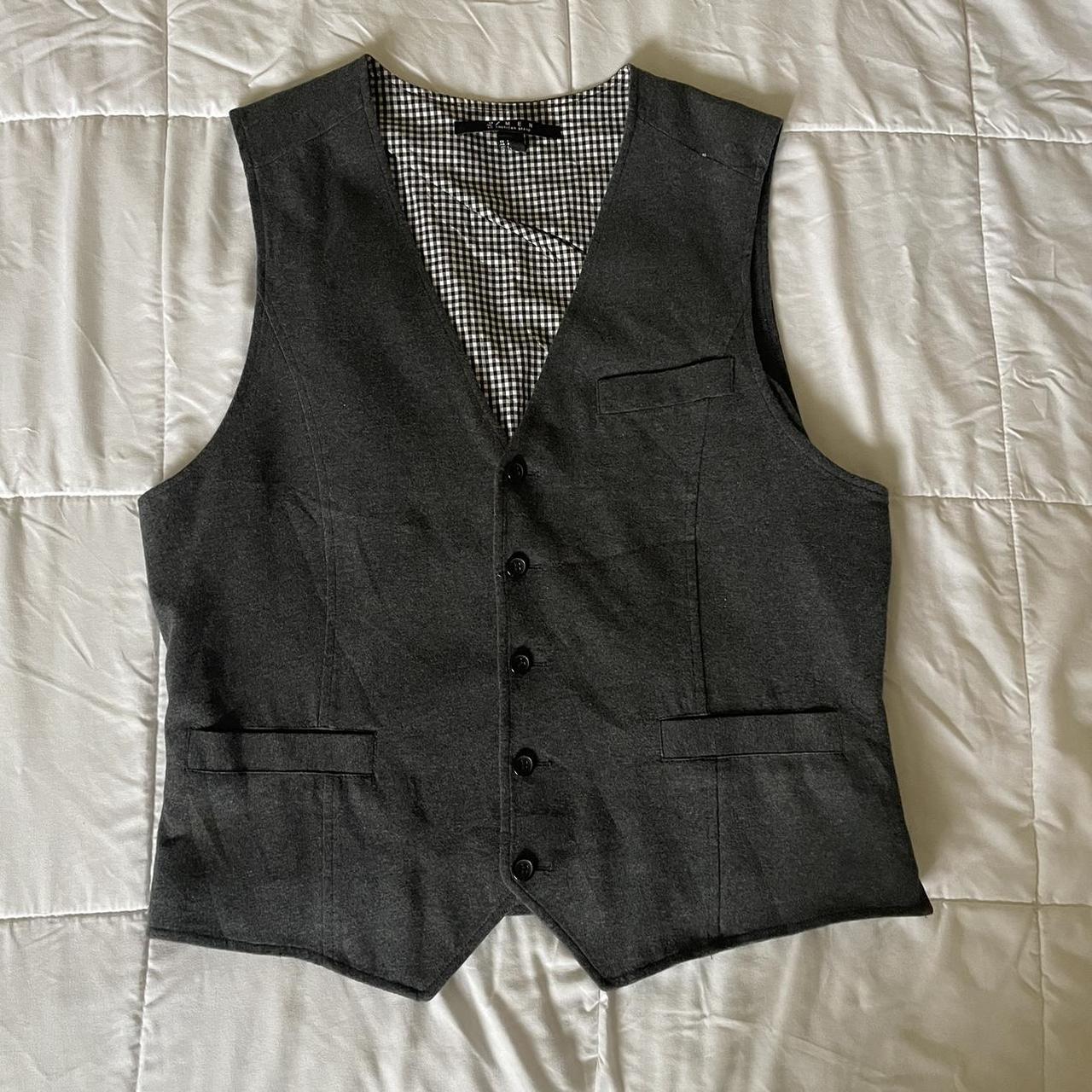 Vintage Y2K Grey Waistcoat vest Super Cute 2000s... - Depop