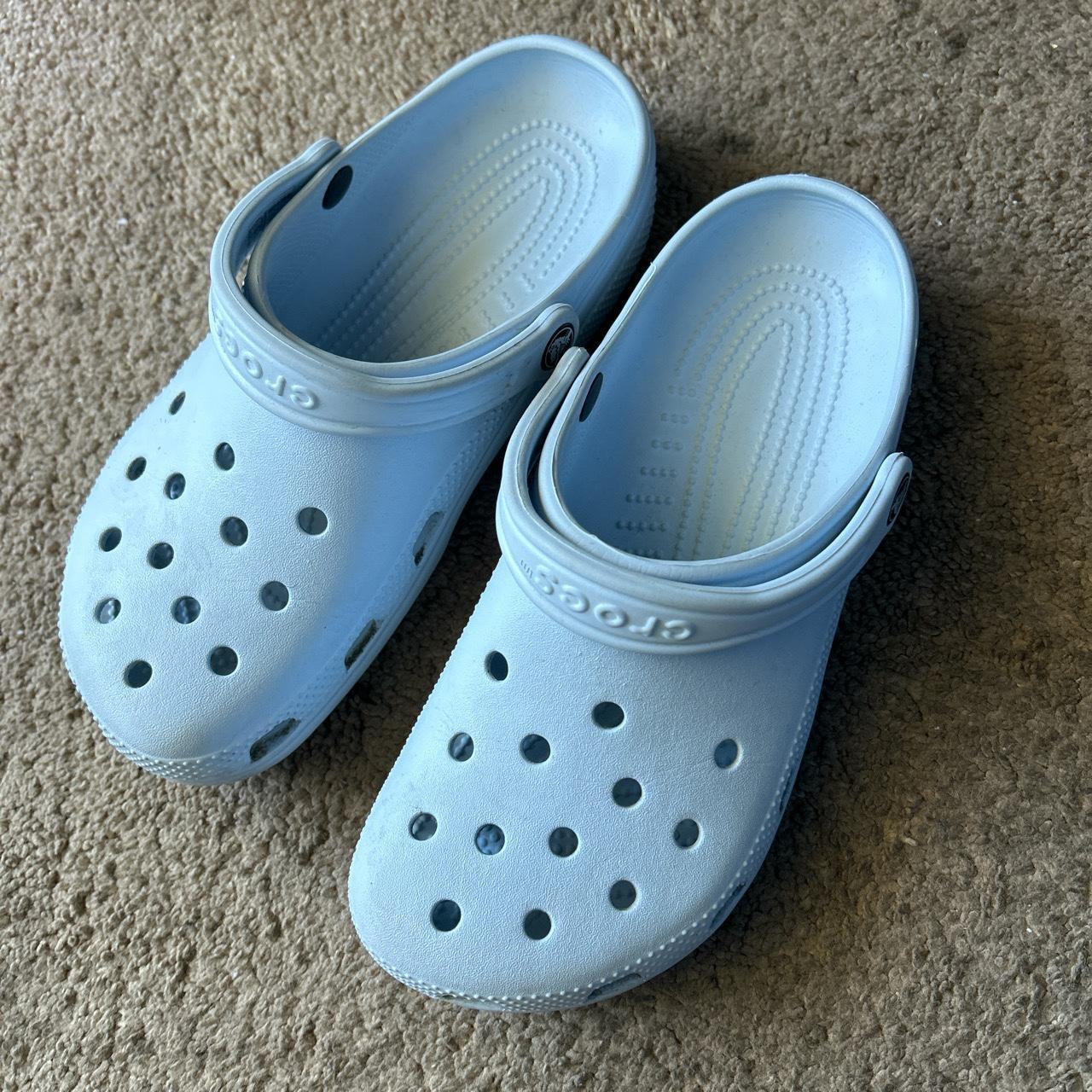 Baby blue crocs Still in good condition, worn couple... - Depop