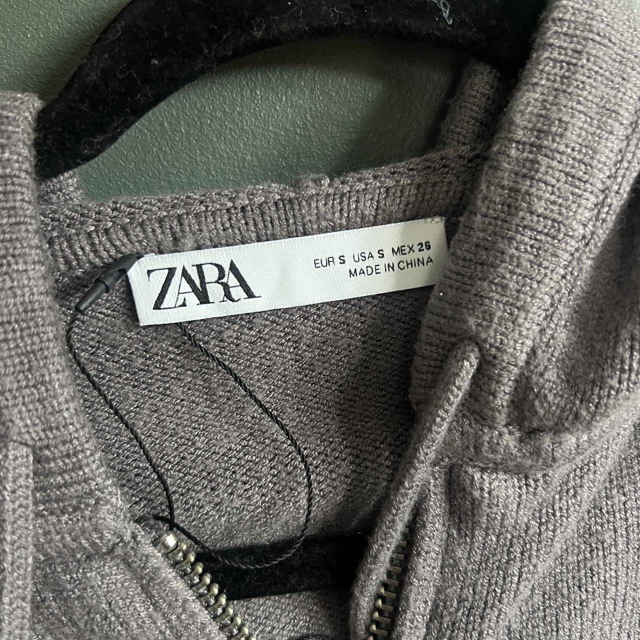 Zara purple grey cropped knit zip up hoodie | Depop