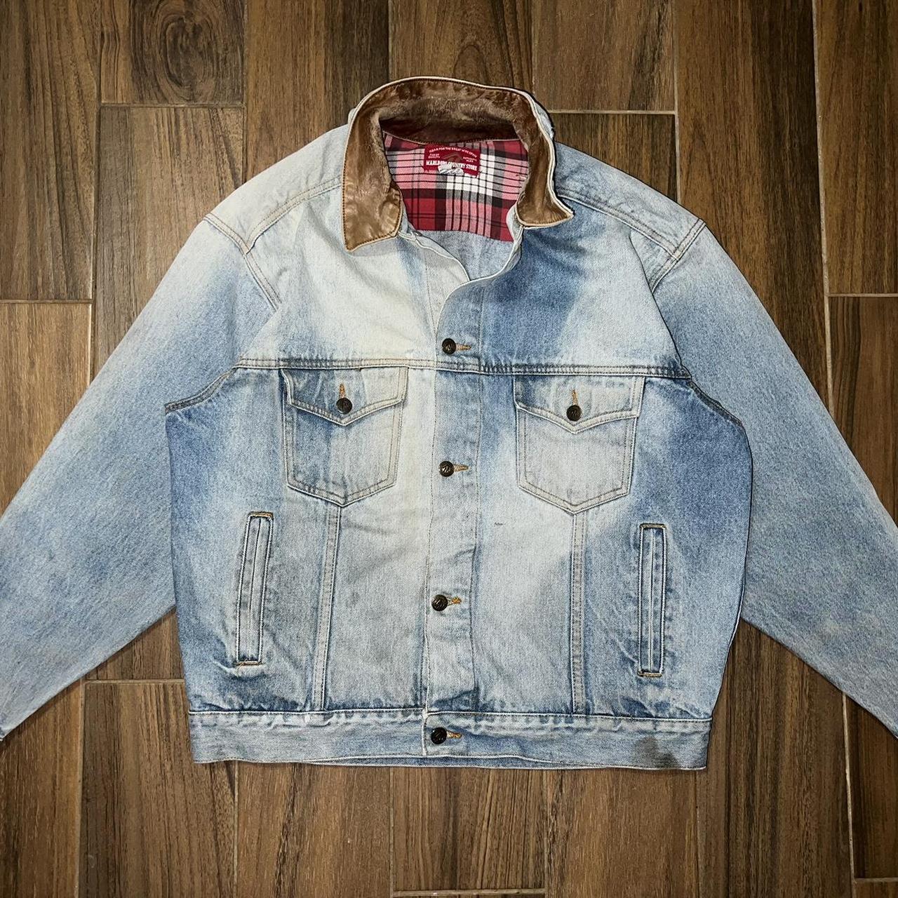 Marlboro L Trucker Jacket Blue Jean hotsell Denim Cotton Leather Gorpcore