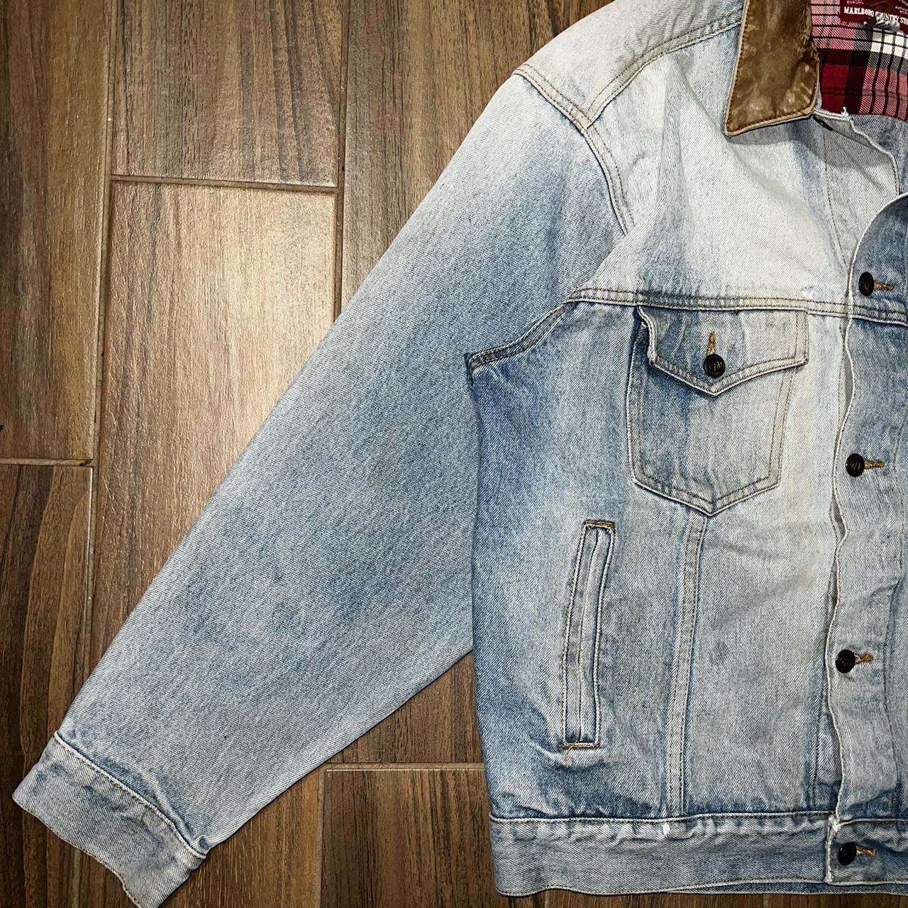 Vintage 90's Marlboro Light blue Denim jacket unique | Depop