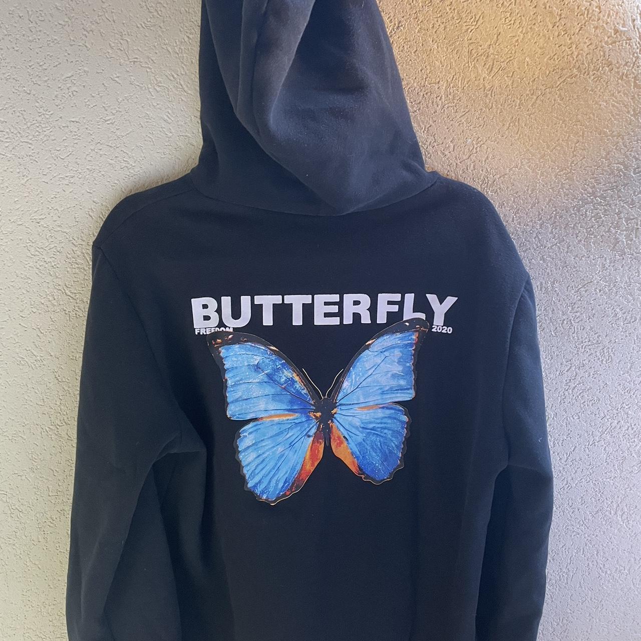 Sweat à capuche noir butterfly Shein