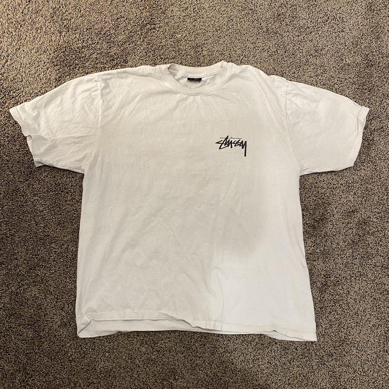 STUSSY WITHERED FLOWER WHITE GRAPHIC TEE - Depop